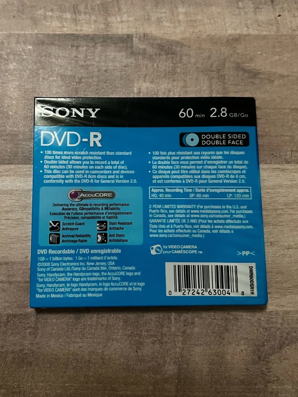 Sony Handycam DVD-R 60m 2.8 GB Doube Sided Disc NEW SEALED